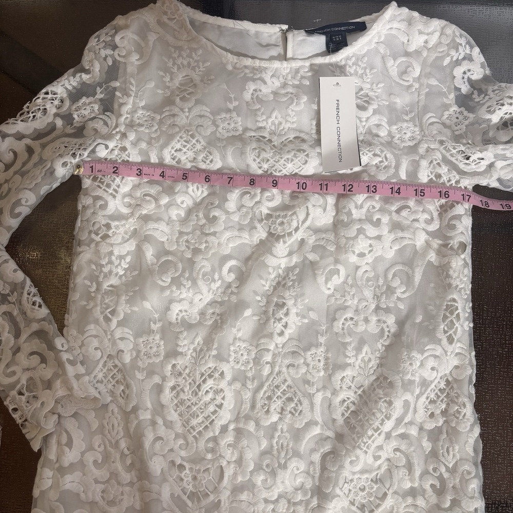 French Connection Dress Womens 6 White Lace Sheer Overlay Bridal Engagement NWT - Picture 6 of 9